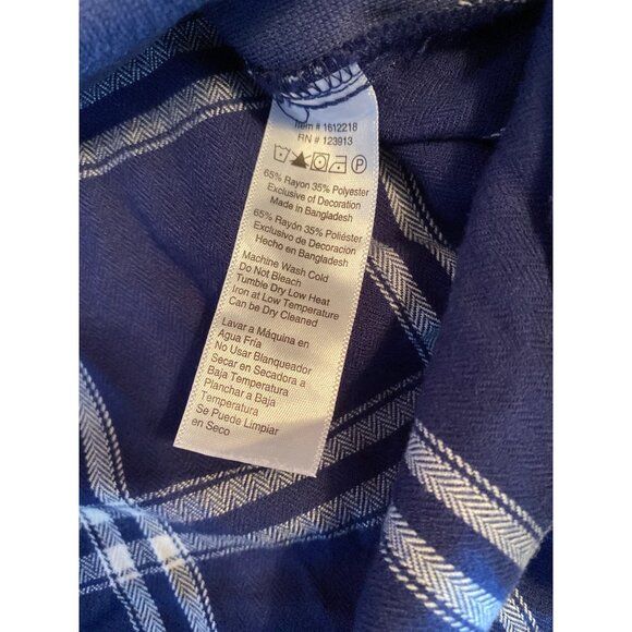 Jachs New York Women Plaid Button-Up Shirt Medium Navy White Flannel Long Sleeve - Picture 8 of 10